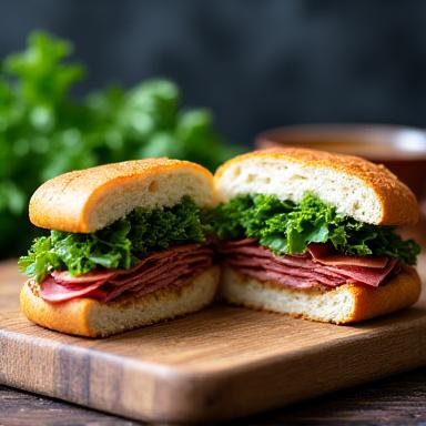 Gourmet sandwich with fresh ingredients